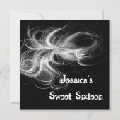 菓子16の誕生日黒い及び白の渦巻 招待状 (正面)