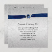 菓子16の銀製のダマスク織の一流の宝石用原石 招待状 (正面/裏面)