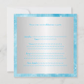 菓子16の青いグリッターの銀の宝石のティアラのパーティー16 招待状 (裏面)