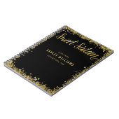 菓子16の黒い金ゴールドのフェイクなグリッターの来客名簿 ノートブック (左側)