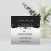 菓子16の黒および銀製の華美な銀製スクロール 招待状 (スタンド正面)