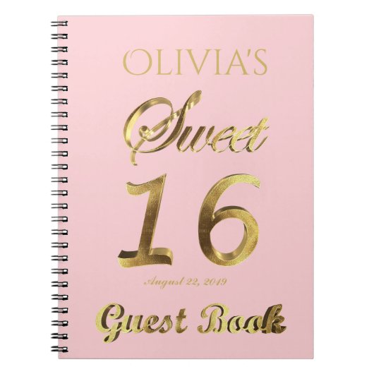 菓子16第16記念日の来客名簿の金ゴールド ノートブック (正面)