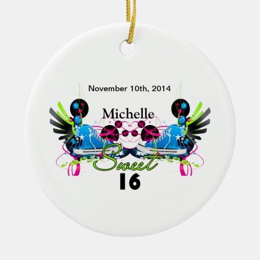 菓子16足の80年代のネオンスニーカーの一流の日付 セラミックオーナメント (正面)