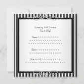 菓子16黒い及び白のストライプな宝石フレームのパーティー 招待状 (裏面)