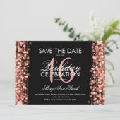 菓子16"保存日付"の輝きのばら色の金ゴールド 招待状 (スタンド正面)