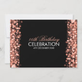 菓子16"保存日付"の輝きのばら色の金ゴールド 招待状 (裏面)