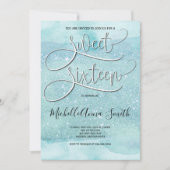 菓子16 16の水彩画のターコイズの招待状 招待状 (正面)