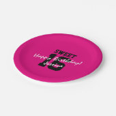 菓子16 16の誕生会のピンクのブラックプレート ペーパープレート (アングル)