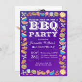 菓子16 BBQの誕生会のテーマのバーベキュー 招待状 (正面/裏面)