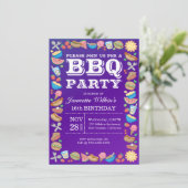 菓子16 BBQの誕生会のテーマのバーベキュー 招待状 (スタンド正面)