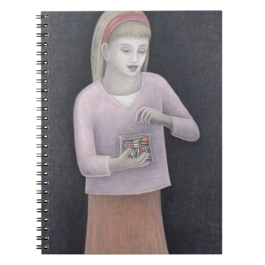 菓子2007年を持つ若い女の子 ノートブック (正面)