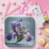 菖蒲の花を浴びるハチドリ ペーパープレート (パーティー)