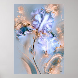 菖蒲ブルーアイリスネオ琳派植物画 ポスター