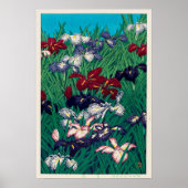 菖蒲, Iris, Hasui Kawase, Woodcut ポスター (正面)