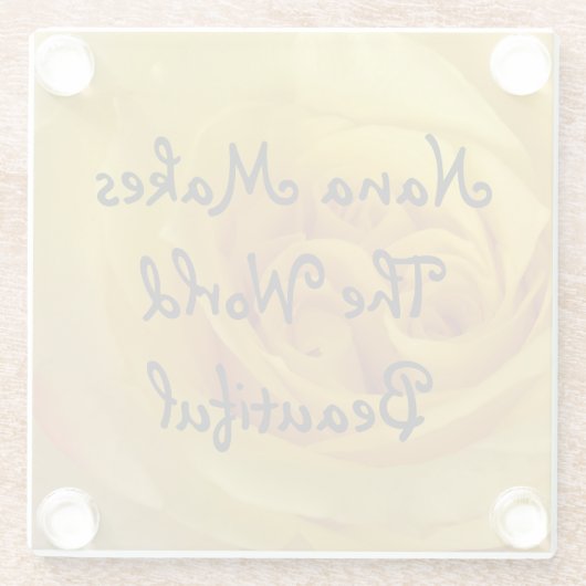 菜々が世界で美しい黄色いバラの花を咲かせる ガラスコースター (裏面)