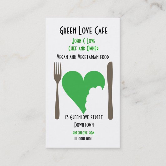 菜食主義のカフェの名刺 名刺 (正面)