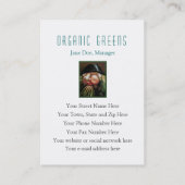 菜食主義のレストラン、オーガニックな農場、健康食品 名刺 (裏面)