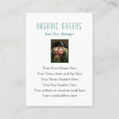 菜食主義のレストラン、オーガニックな農場、健康食品 名刺 (裏面)