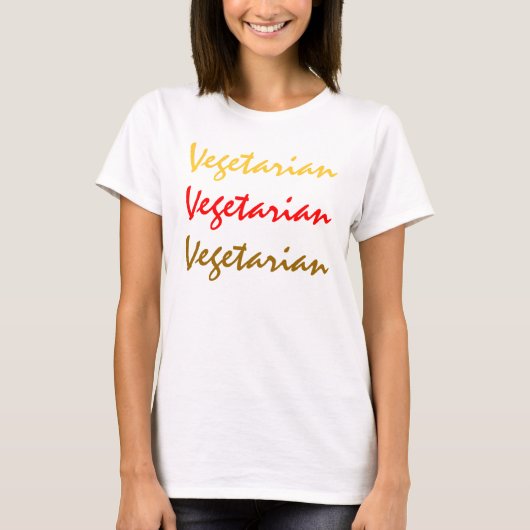 菜食主義の女性の白のTシャツ Tシャツ (正面)