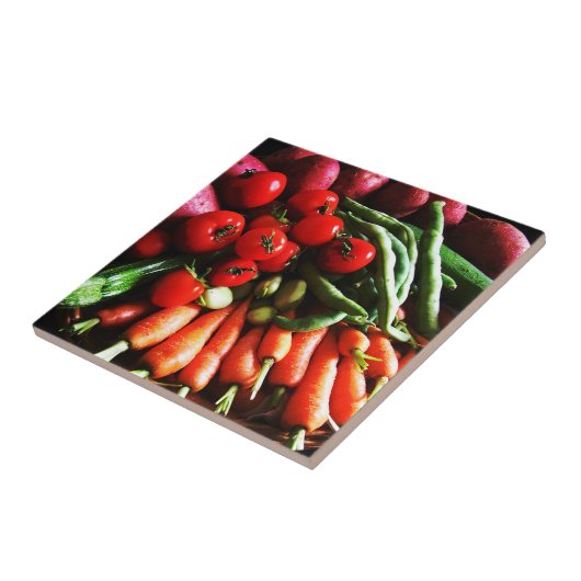 菜食主義の庭の野菜の写真 タイル (側面)