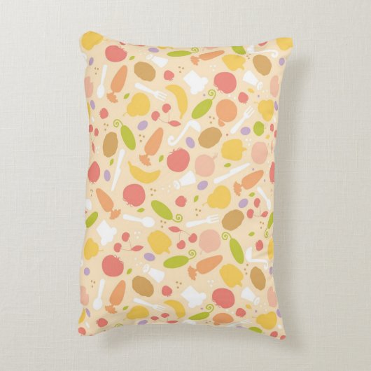 菜食主義の料理パターン背景 アクセントクッション (裏面(縦))