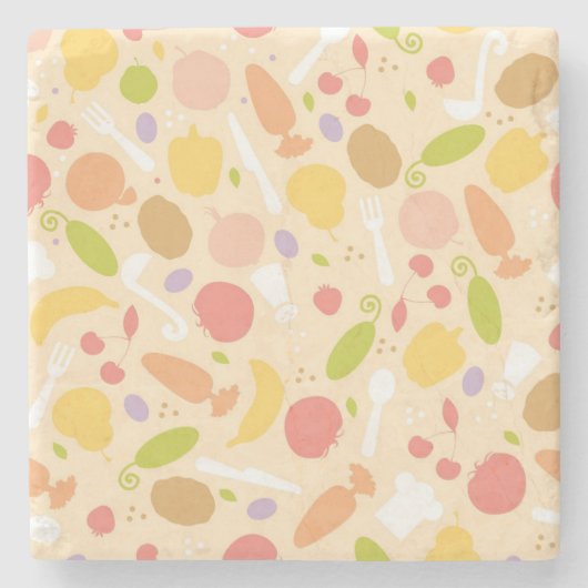 菜食主義の料理パターン背景 ストーンコースター (正面)