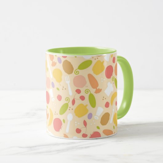 菜食主義の料理パターン背景 マグカップ (正面右)