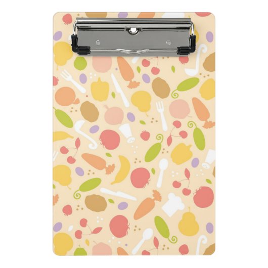 菜食主義の料理パターン背景 ミニクリップボード (正面)