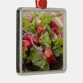 菜食主義サラダの片の視野角 メタルオーナメント (右)