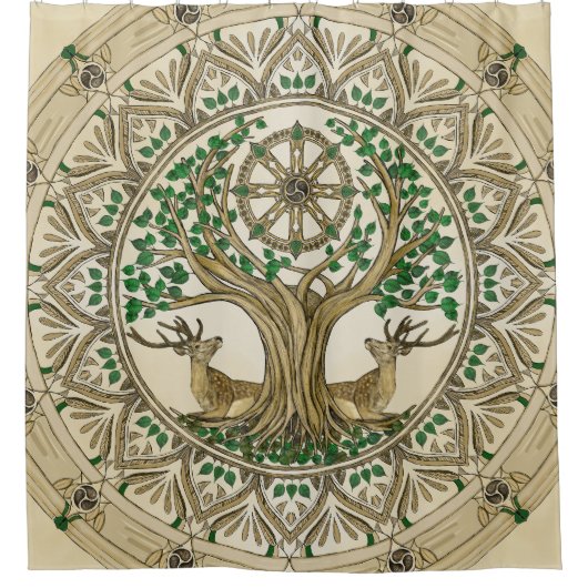 菩提樹の法輪 シャワーカーテン (正面)