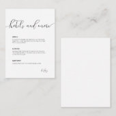 華やかさ・繊細モダンなスクリプト・ブラック&ホワイト エンクロージャーカード (正面/裏面)