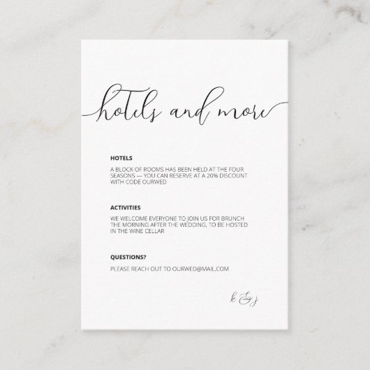 華やかさ・繊細モダンなスクリプト・ブラック&ホワイト エンクロージャーカード (正面)