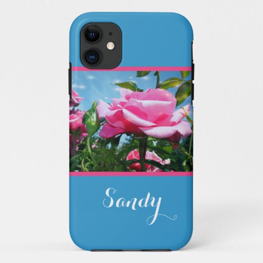華やかで上品なピンクのバラの花と名前 Case-Mate iPhoneケース (裏面)