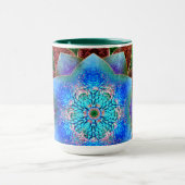 華やかで素朴な青みがかったバーチャルの花 マグカップ (中央)