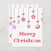 華やかで美しいクリスマスピンクボール シーズンカード (正面/裏面)