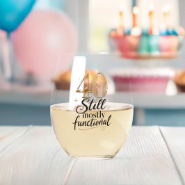 華やかで面白い節目の誕生日グラス ステムなしワイングラス