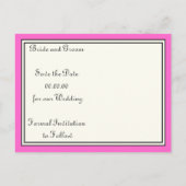 華やかなつる植物ピンクのターコイズ結婚式の日付を保存 案内ポストカード (裏面)