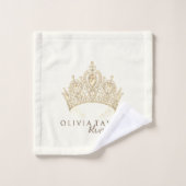 華やかなアイボリー金ゴールドパーソナライズされたバスタオル バスタオルセット (ウォッシュタオル)