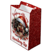 華やかなアフリカ系アメリカ人のクリスマスウーマン ミディアムペーパーバッグ (正面アングル)