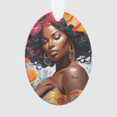 華やかなアフリカ系アメリカ人の黒人女性クリスマス オーナメント (正面)