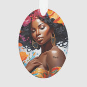 華やかなアフリカ系アメリカ人の黒人女性クリスマス オーナメント (裏面)