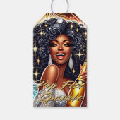 華やかなアフリカ系アメリカ人誕生日/NYE ギフトタグ (正面)