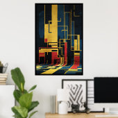 華やかなイラストレーション鮮やか色 ポスター (ホームオフィス)