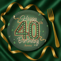 華やかなエメラルドグリーンとゴールドの40歳の誕生日