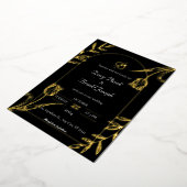 華やかなエレガンス：ブラックと金ゴールド結婚ズ 箔招待状 (回転した状態)