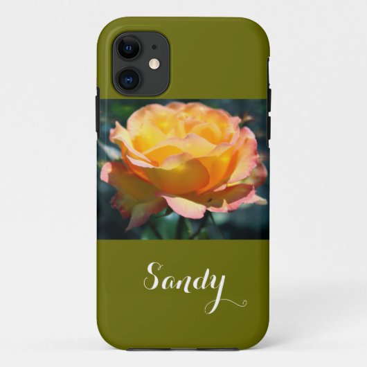華やかなエレガントな黄色のバラの花と名前 Case-Mate iPhoneケース (裏面)