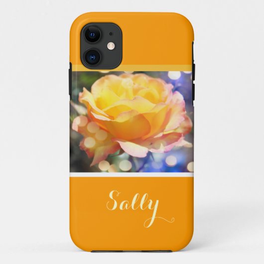 華やかなエレガントな黄色のバラの花と名前 Case-Mate iPhoneケース (裏面)