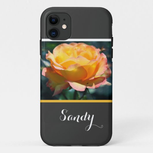 華やかなエレガントな黄色のバラの花と名前 Case-Mate iPhoneケース (裏面)