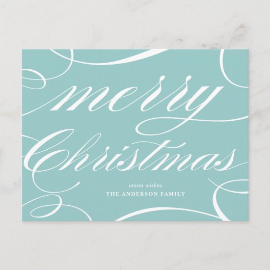 華やかなエレガントクリスマスに咲く青い脚本 シーズンポストカード (正面)