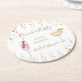 華やかなカクテル ゴールド グリッター ブライダル ブランチ ラウンドペーパーコースター (アングル)